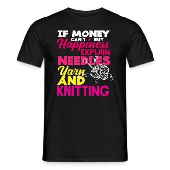 Wolle Nadeln Und Stricken Glücklich - Männer T-Shirt - Schwarz - Vorne - AI Model Male 178 light (178cm)
