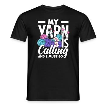 Ma laine m’appelle, je tricote, je dois commencer à tricoter - T-shirt homme - noir - Devant - AI Model Male 178 light (178cm)