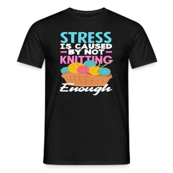 Le stress survient sans tricoter - T-shirt homme - noir - Devant - AI Model Male 178 light (178cm)