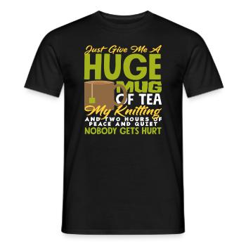 Knitting, tea and rest for harmony - Men's T-Shirt - black - Front - AI Model Male 178 light (178cm)