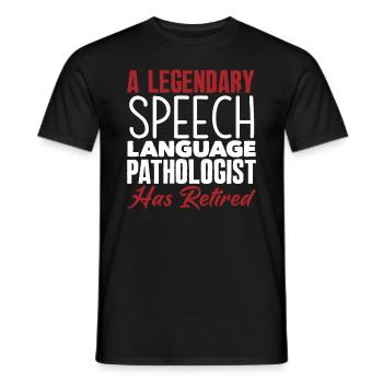 Legendary speech therapist is retired - Men's T-Shirt - black - Front - AI Model Male 178 light (178cm)
