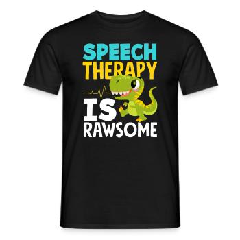 Speech therapist Saurier: Speech therapy is Rawsome - Men's T-Shirt - black - Front - AI Model Male 178 light (178cm)