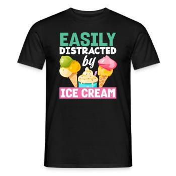 Facilement distrait par les amateurs de glaces - T-shirt homme - noir - Devant - AI Model Male 178 light (178cm)