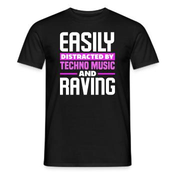 Easily Distracted By Techno Music And Raving - Männer T-Shirt - Schwarz - Vorne - AI Model Male 178 light (178cm)