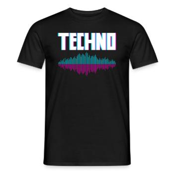 Techno Wellen Für Techno Liebhaber - Männer T-Shirt - Schwarz - Vorne - AI Model Male 178 light (178cm)
