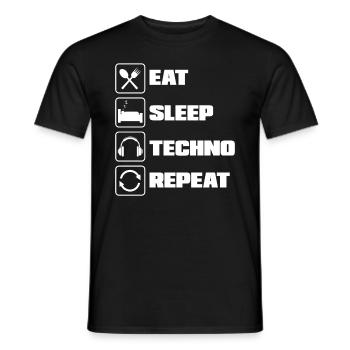 Eat Sleep Techno Repeat Für Techno Lover - Männer T-Shirt - Schwarz - Vorne - AI Model Male 178 light (178cm)