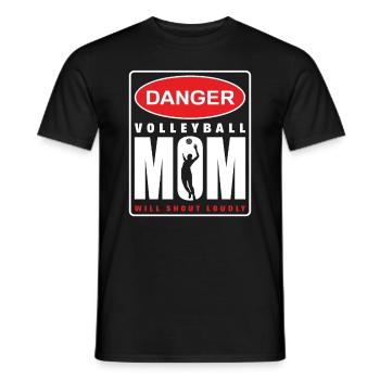 Danger Volleyball Mom Will Scream Loudly - Men's T-Shirt - black - Front - AI Model Male 178 light (178cm)