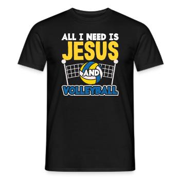 Alles Was Ich Brauche Ist Jesus Und Volleyball - Männer T-Shirt - Schwarz - Vorne - AI Model Male 178 light (178cm)
