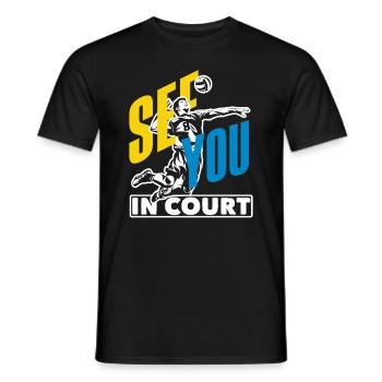 Volleyball you see each other on the court - Men's T-Shirt - black - Front - AI Model Male 178 light (178cm)