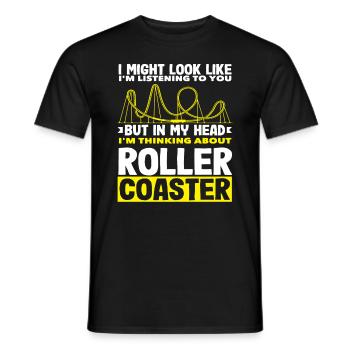 Achterbahn Ich Denke An Achterbahn - Männer T-Shirt - Schwarz - Vorne - AI Model Male 178 light (178cm)