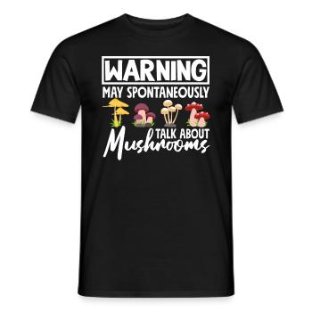Avertissement : un cueilleur de champignons parle de champignons - T-shirt homme - noir - Devant - AI Model Male 178 light (178cm)