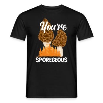 Mushroom Collector You are Sporegeous - Men's T-Shirt - black - Front - AI Model Male 178 light (178cm)