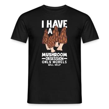 Mushroom picker passion Only morels help - Men's T-Shirt - black - Front - AI Model Male 178 light (178cm)