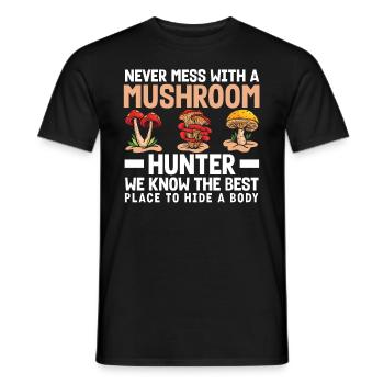 Never annoy a mushroom picker - Men's T-Shirt - black - Front - AI Model Male 178 light (178cm)