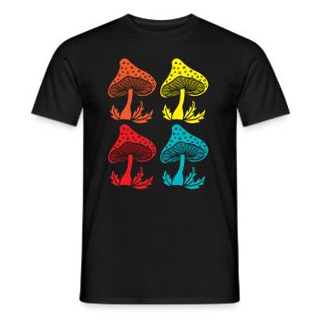 Colorful Mushroom Picker Pop Art Mushroom Love - Men's T-Shirt - black - Front - AI Model Male 178 light (178cm)