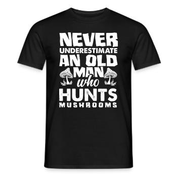 Never underestimate an old man of mushrooms - Men's T-Shirt - black - Front - AI Model Male 178 light (178cm)