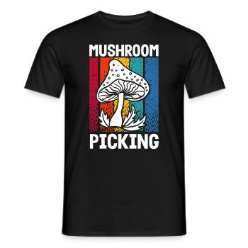 Mushroom Picker Vintage Stripe Design - Men's T-Shirt - black - Front - AI Model Male 178 light (178cm)