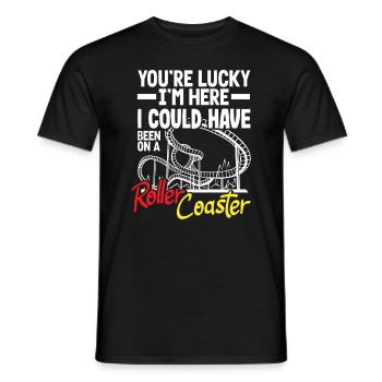 Tu as de la chance que je sois là montagnes russes - T-shirt homme - noir - Devant - AI Model Male 178 light (178cm)