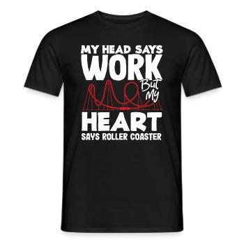 Mon cœur dit l’aventure des montagnes russes - T-shirt homme - noir - Devant - AI Model Male 178 light (178cm)