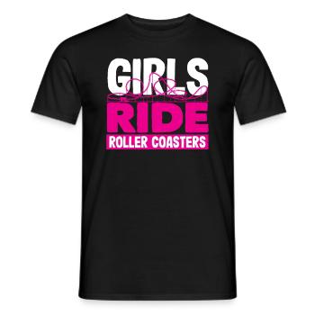 Les filles montent des montagnes russes - T-shirt homme - noir - Devant - AI Model Male 178 light (178cm)