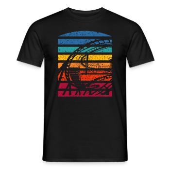 Retro Achterbahn Silhouette Abenteuer - Männer T-Shirt - Schwarz - Vorne - AI Model Male 178 light (178cm)