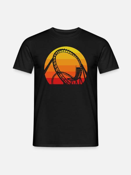 Achterbahn Abenteuer Vintage Sonnenuntergang - Männer T-Shirt - Schwarz