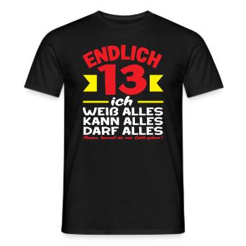 Finally 13th birthday I know everything - Men's T-Shirt - black - Front - AI Model Male 178 light (178cm)