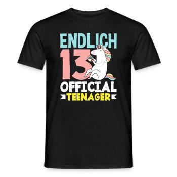 Finally 13th Birthday Official Teenager - Men's T-Shirt - black - Front - AI Model Male 178 light (178cm)