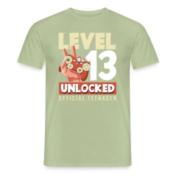 Level 13 Freigeschaltet 13. Geburtstag - Männer T-Shirt - Sage - Vorne - AI Model Male 178 light (178cm)