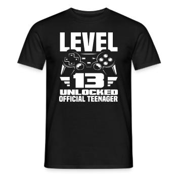 Niveau 13 Débloqué Officiel Adolescent 13. - T-shirt homme - noir - Devant - AI Model Male 178 light (178cm)