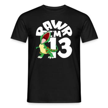 Rawr Ich Bin 13 Dinosaurier Geburtstag - Männer T-Shirt - Schwarz - Vorne - AI Model Male 178 light (178cm)