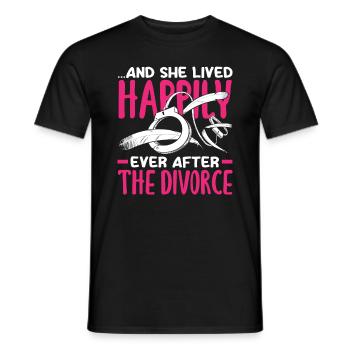 And she lived happily after the divorce and - Men's T-Shirt - black - Front - AI Model Male 178 light (178cm)
