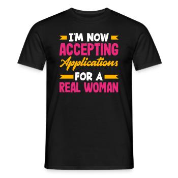 Acceptance of Applications Real Woman Divorce - Men's T-Shirt - black - Front - AI Model Male 178 light (178cm)