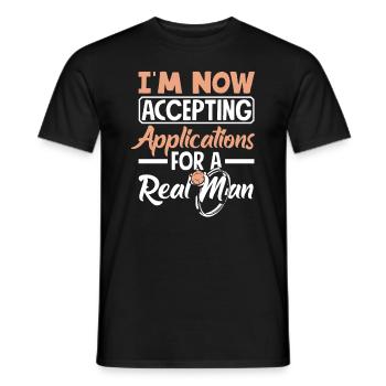 Acceptance of applications Real Man Divorce - Men's T-Shirt - black - Front - AI Model Male 178 light (178cm)