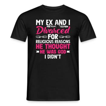 Mon ex et moi nous sommes laissés aller pour des raisons religieuses. - T-shirt homme - noir - Devant - AI Model Male 178 light (178cm)