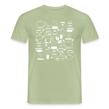 La joie du petit-déjeuner pour les amateurs de café - T-shirt homme - vert sauge - Devant - AI Model Male 178 light (178cm)