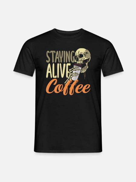 Coffee Lover Skeleton Stays Awake - Men's T-Shirt - black