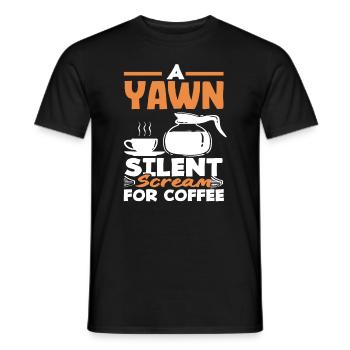 Les amateurs de café bâillent en criant silencieusement pour le café - T-shirt homme - noir - Devant - AI Model Male 178 light (178cm)