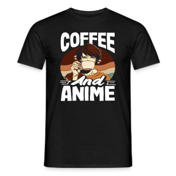 Amateur d'anime et fan de café - T-shirt homme - noir - Devant - AI Model Male 178 light (178cm)