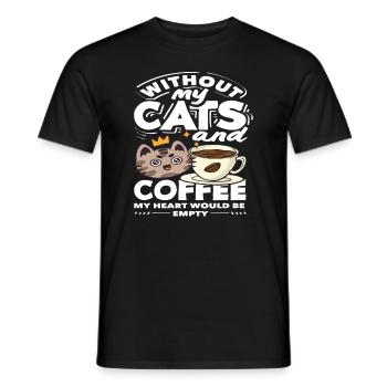 Sans le cœur de mes chats et de mes amateurs de café - T-shirt homme - noir - Devant - AI Model Male 178 light (178cm)