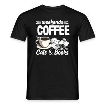 Week-end des amateurs de café : chats et livres - T-shirt homme - noir - Devant - AI Model Male 178 light (178cm)