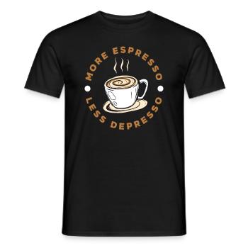 Mehr Espresso Weniger Depresso Kaffee Liebhaber - Männer T-Shirt - Schwarz - Vorne - AI Model Male 178 light (178cm)