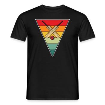 Retro Cricket Player Triangle Vintage - Men's T-Shirt - black - Front - AI Model Male 178 light (178cm)