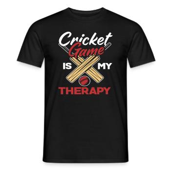 Cricket Player Game Is My Therapy - Men's T-Shirt - black - Front - AI Model Male 178 light (178cm)