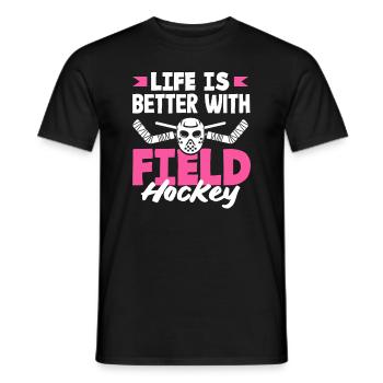 Leben Ist Besser Mit Feldhockey Spieler - Männer T-Shirt - Schwarz - Vorne - AI Model Male 178 light (178cm)