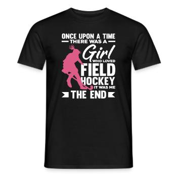 Girl Loved Field Hockey Player Story - Men's T-Shirt - black - Front - AI Model Male 178 light (178cm)