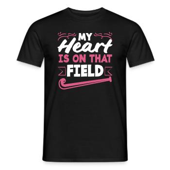 My heart beats for field hockey players - Men's T-Shirt - black - Front - AI Model Male 178 light (178cm)