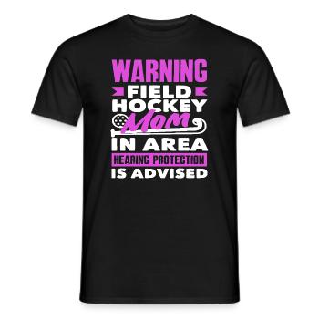 Attention Joueur de hockey sur gazon Maman à proximité - T-shirt homme - noir - Devant - AI Model Male 178 light (178cm)