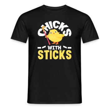 Field Hockey Player Chicks With Sticks - Men's T-Shirt - black - Front - AI Model Male 178 light (178cm)