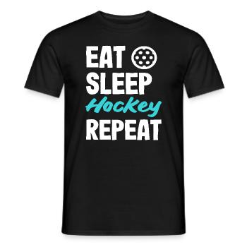 Eat Sleep Hockey Repeat Hockey Players - Men's T-Shirt - black - Front - AI Model Male 178 light (178cm)